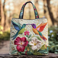 Geantă moale - Colibri și flori albe