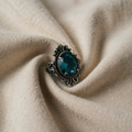Inel vintage oval din argint cu zirconiu albastru