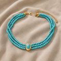 Colier stilat cu perle vintage turcoaz