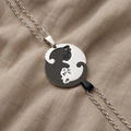 Colier Yin Yang cu pisici din oțel inoxidabil
