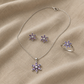 Set de bijuterii cu flori de ametist | Aur alb
