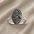 Inel oval vintage argintiu
